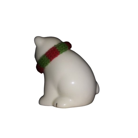 Lenox Polar Bear Ornament Holiday White Bear Red Green Scarf Holiday Hanging Orn - Picture 3 of 8